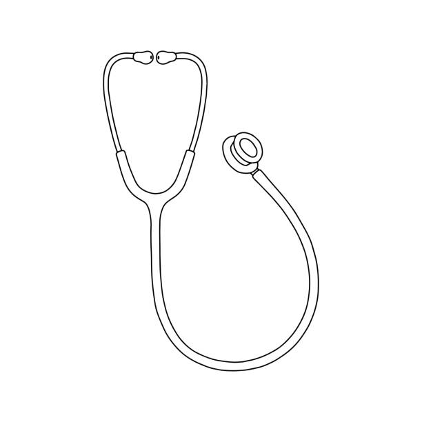 Outline stethoscope isolated on white stock illustration