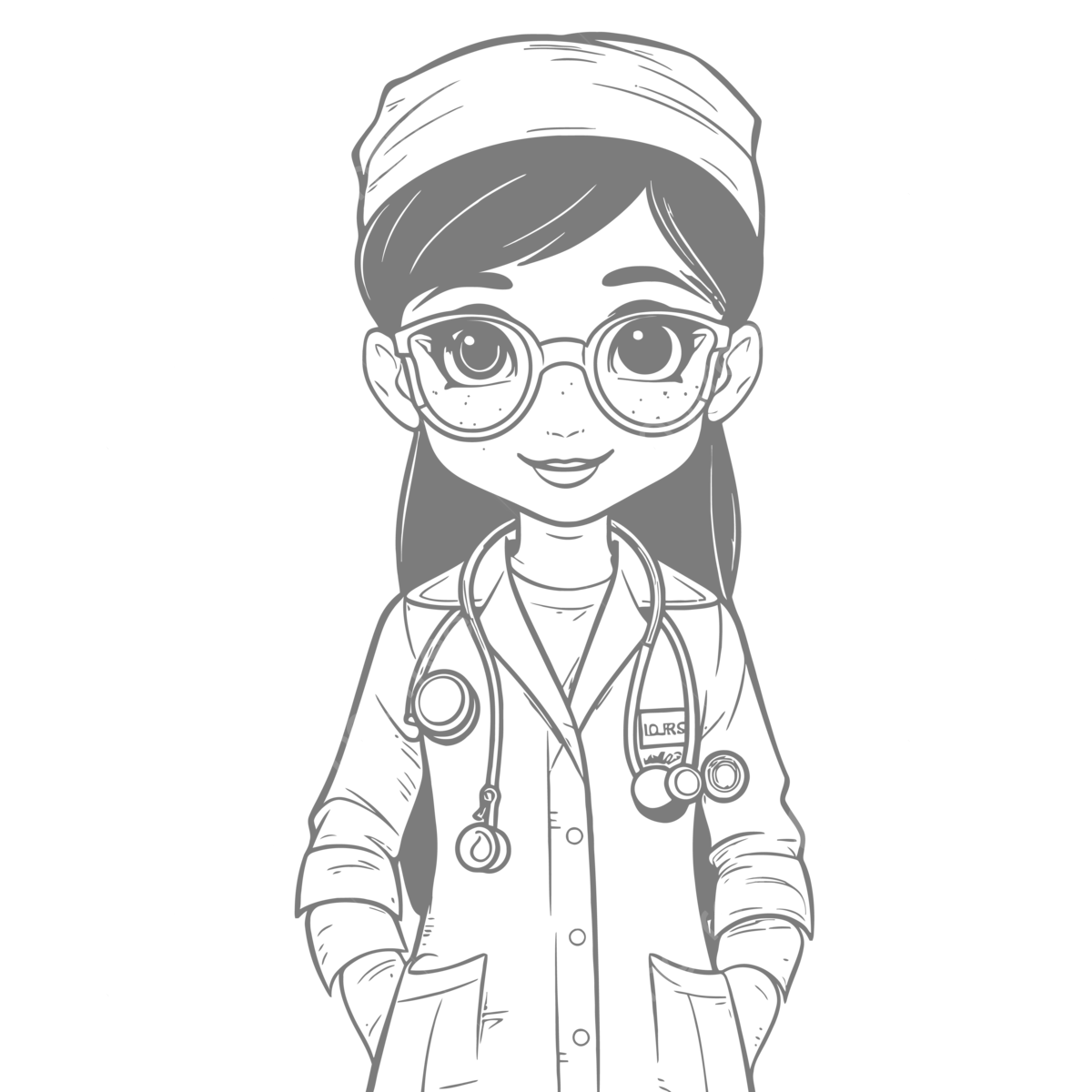 Cute girl doctor with stethoscope coloring page outline sketch drawing vector wing drawing girl drawing stethoscope drawing png and vector with transparent background for free download