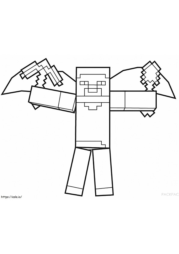 Amazing steve minecraft coloring page