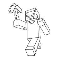 Minecraft steve with pickaxe in hand coloring pages minecraft coloring pages coloring pages minecraft printables