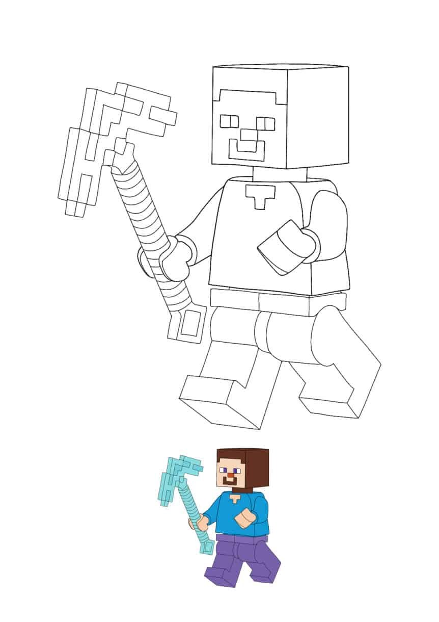 Minecraft lego steve coloring pages