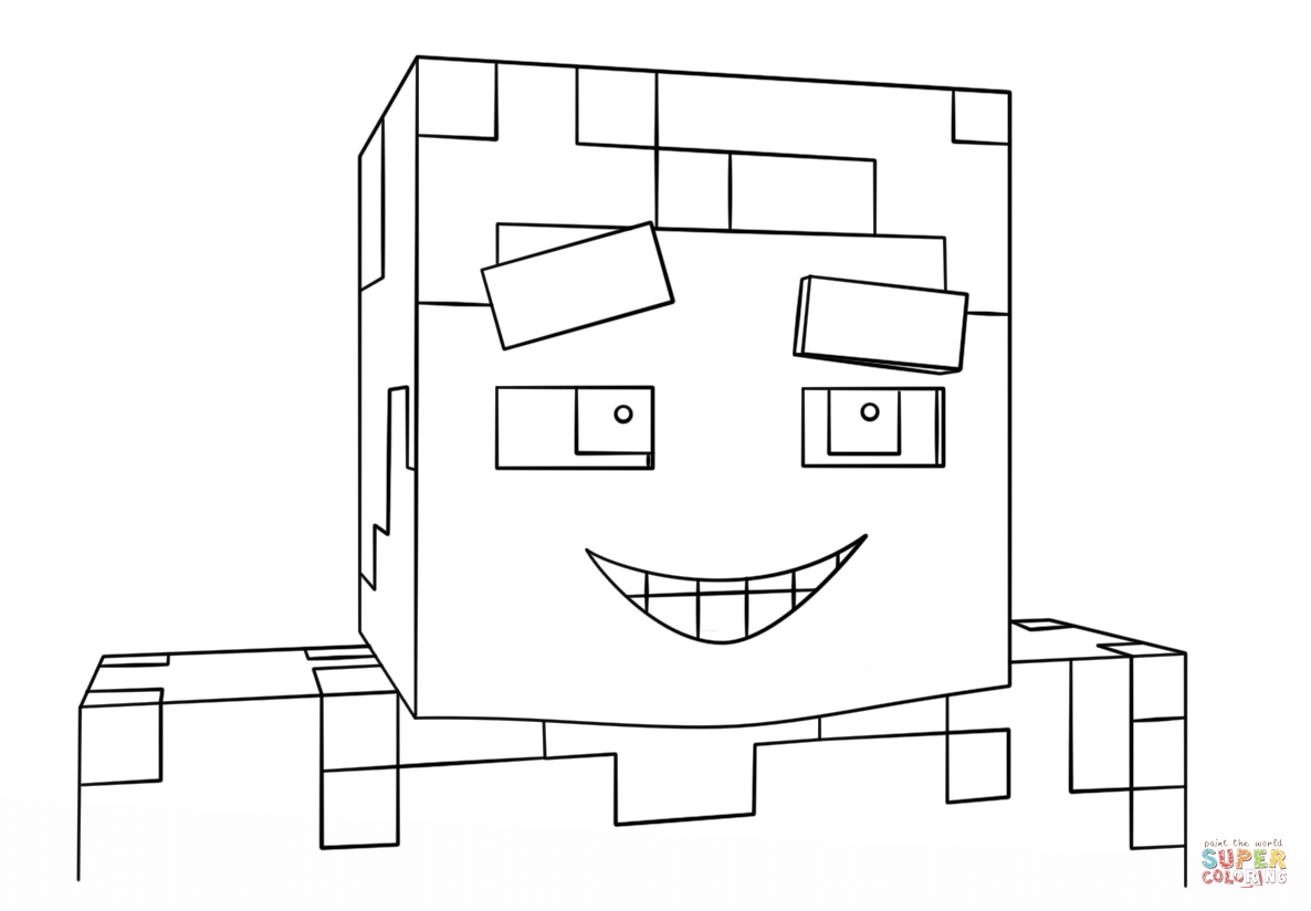 Minecraft smiling steve coloring page free printable coloring pages
