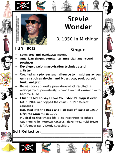 Stevie wonder packet activities important historical figures series teaching resources