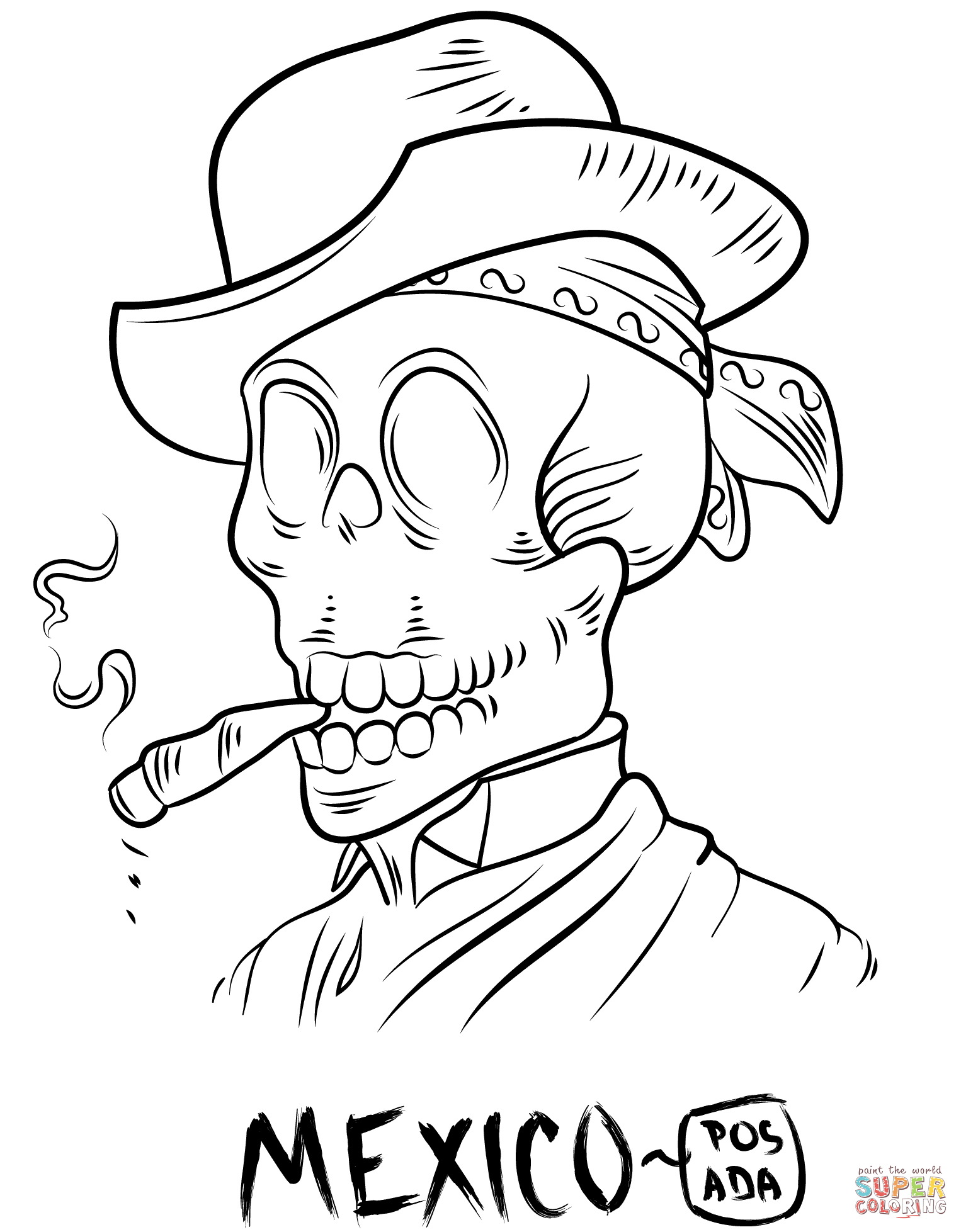 Day of the dead skull coloring page free printable coloring pages
