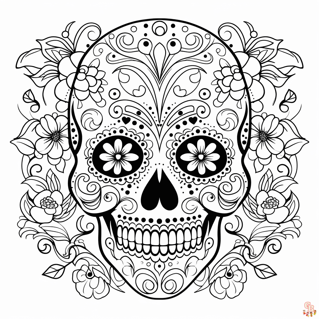 Printable calavera coloring pages free for kids and adults