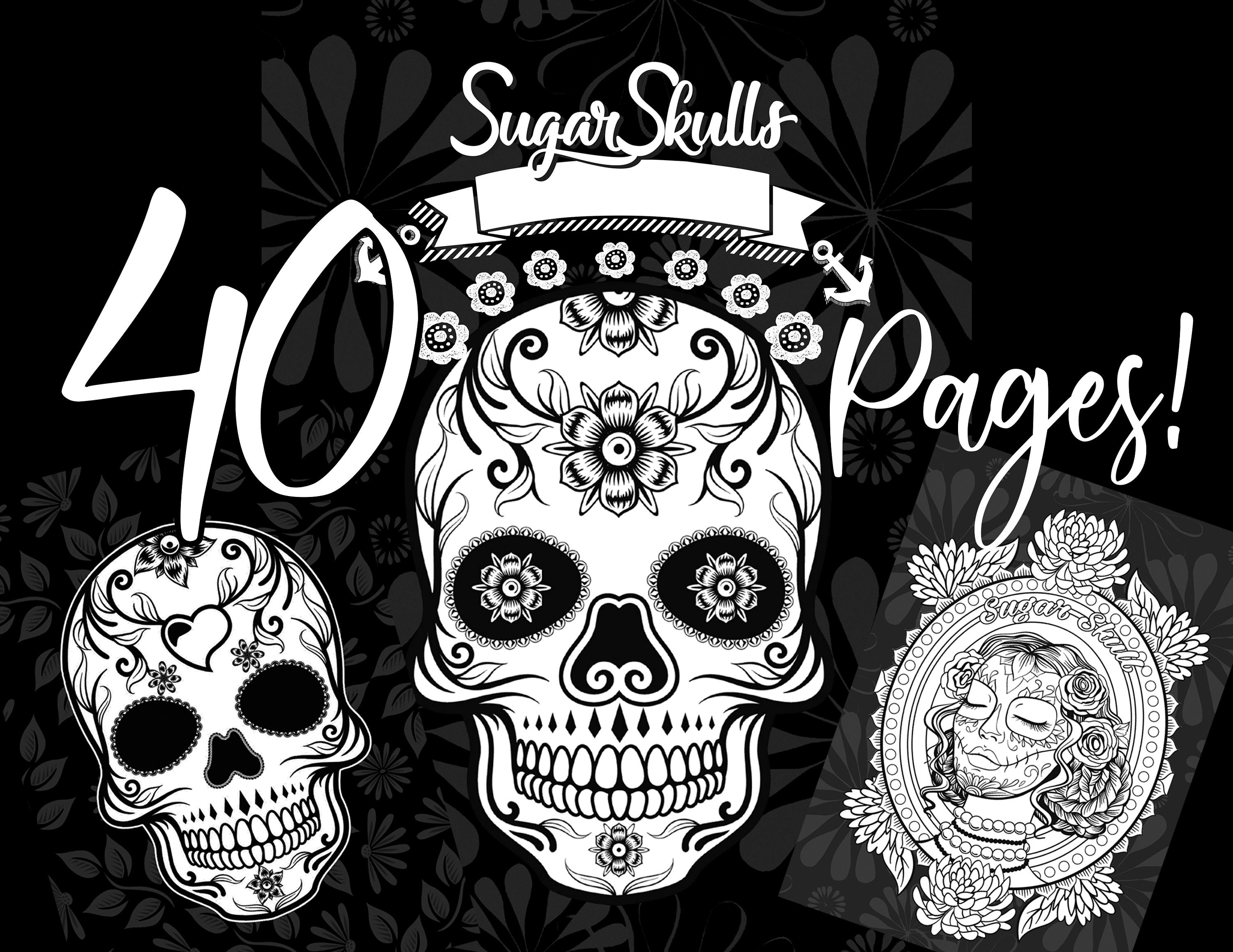Sugar skulls coloring book printable dia de los muertos coloring pages halloween a printable coloring pages sugar skulls download