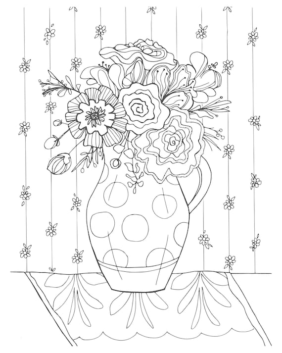 Pitcher of flowers coloring page