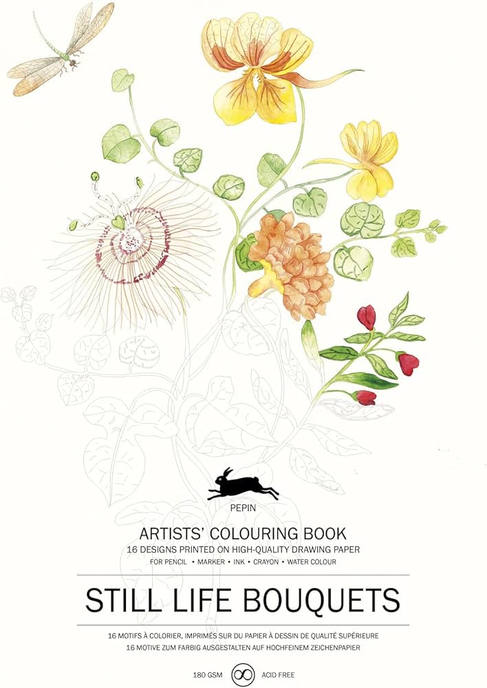 Still life bouquets artists louring book multilingual edition pepin van roojen books