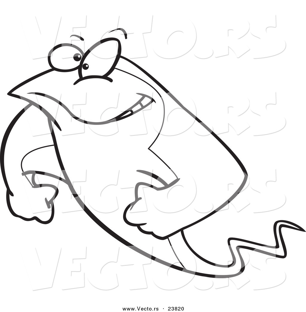 R of a cartoon strong stingray