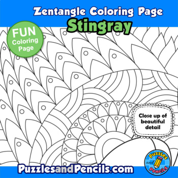 Zentangle stingray coloring page activity mindfulness coloring pages for kids