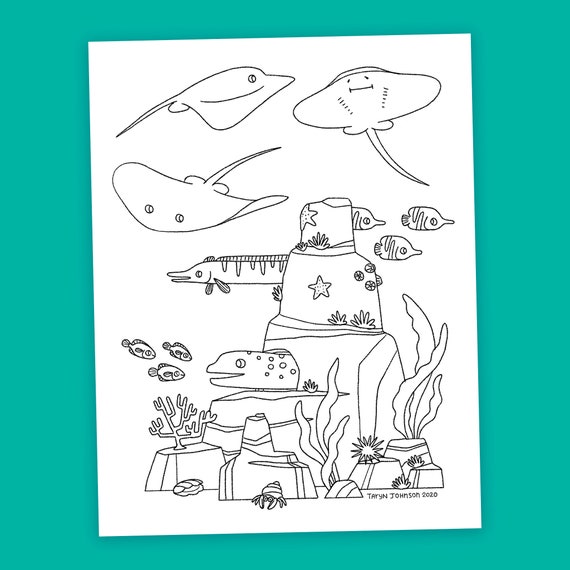 Stingray scene coloring page