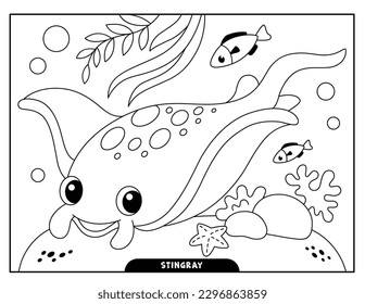 Stock vektor âstingray coloring pages kidsâ bez autorskãch poplatkå