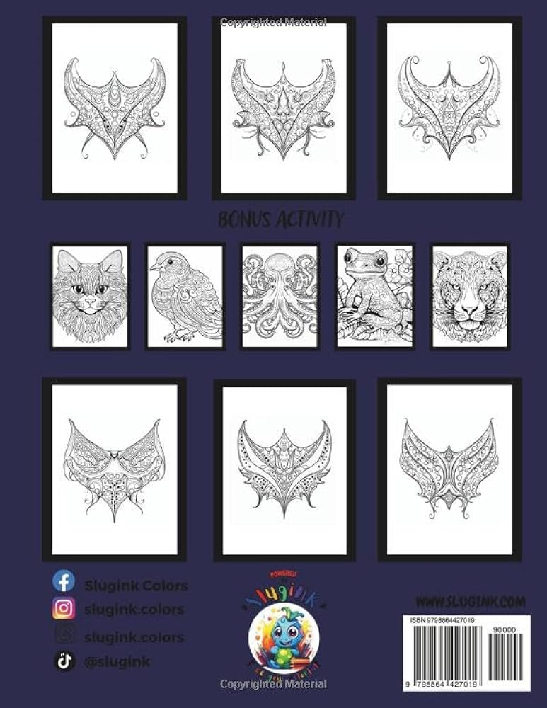 Mindful animal coloring book for adults kids âstriped stingrayâanimal coloring book animal pattern coloring bookadult coloring book relax simple books for anxiety stress reliefmandala slugink books