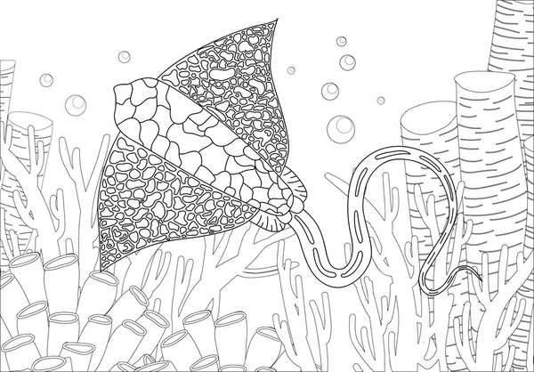Staining coloring book coloring book picture mantle stingray zentangle style stock vector by bosonya