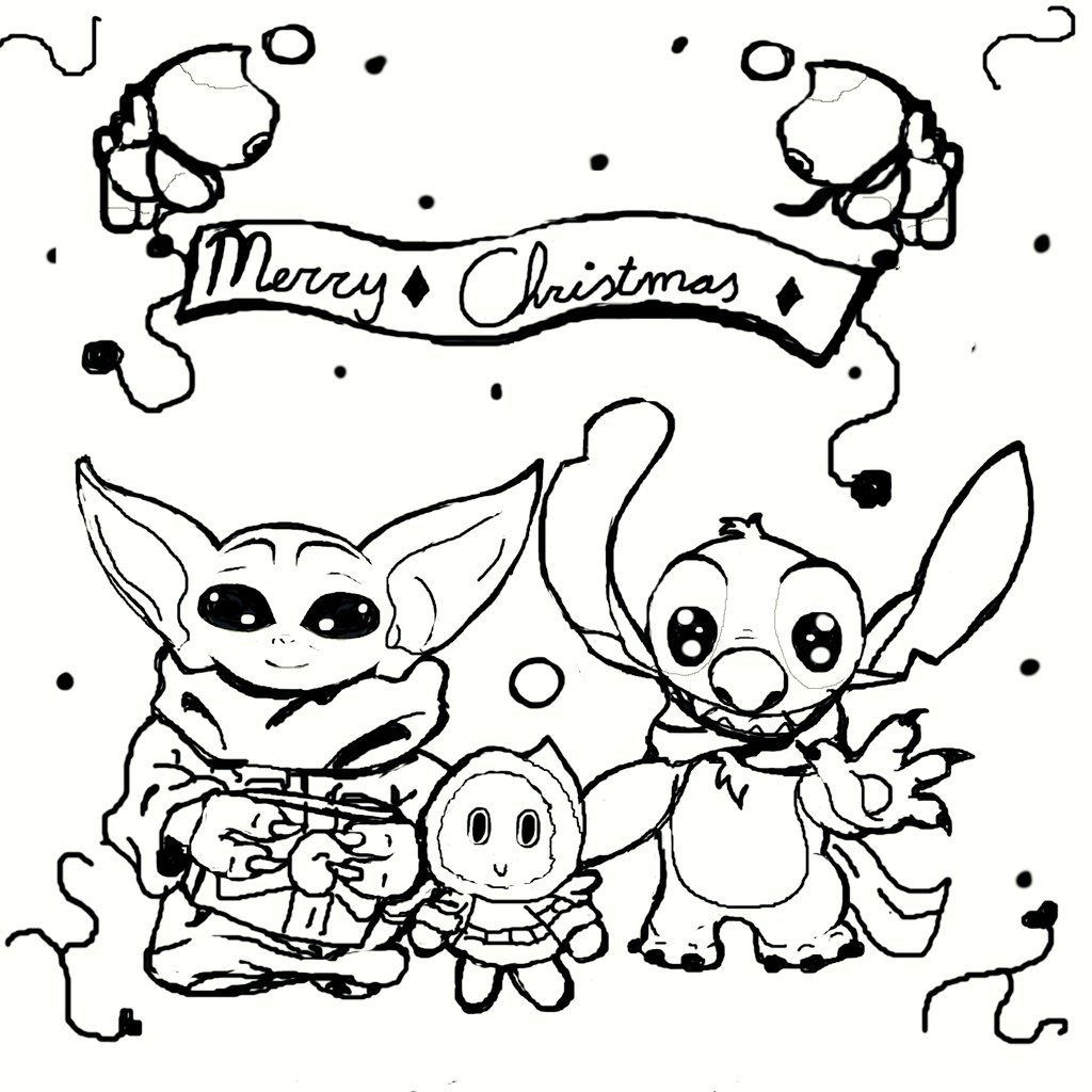 Stitch christmas coloring pages printable for free download