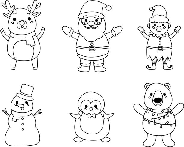Christmas penguin coloring pages stock illustrations royalty