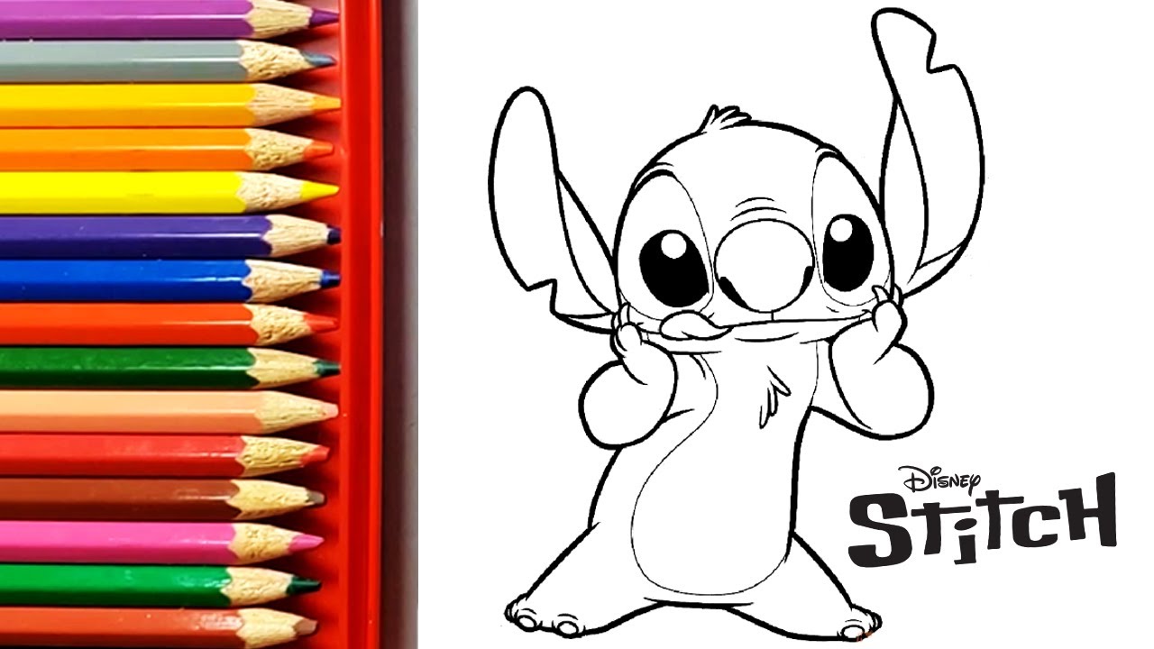 Draw and color disney stitch easy step by step how to draw stitch