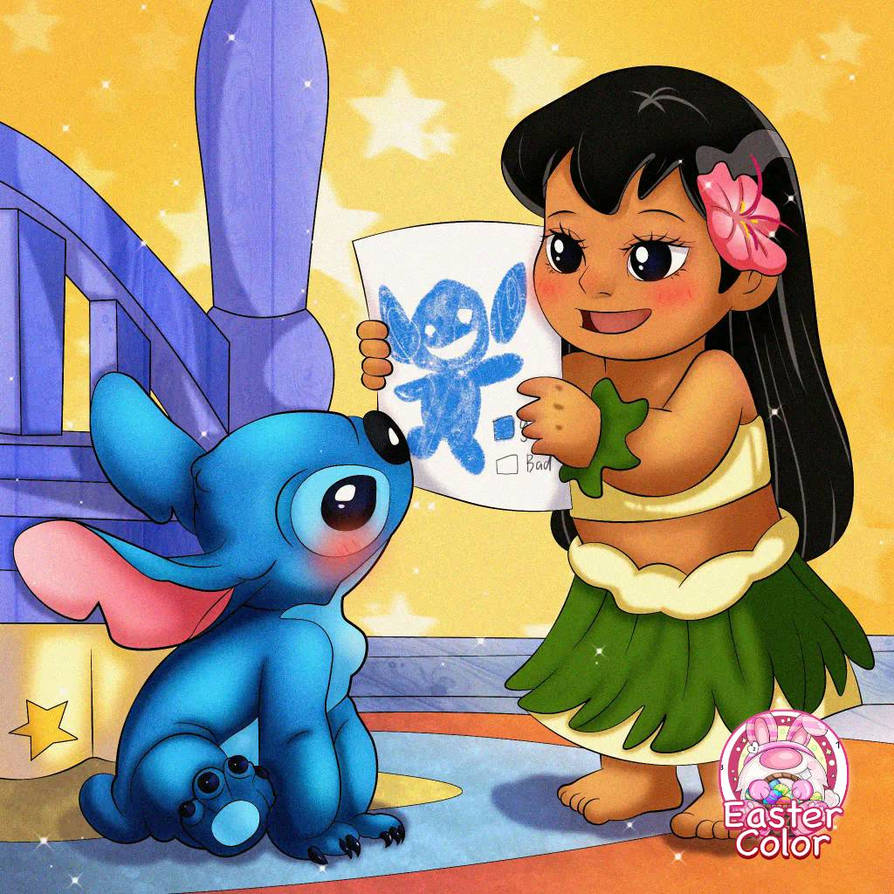 Stitch shows a drawing by drawingliker on