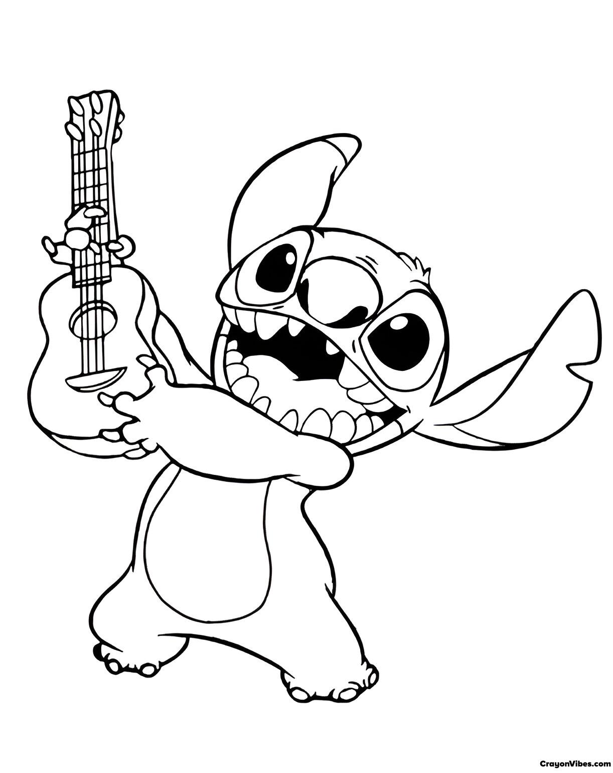 Stitch coloring pages free printable for kids