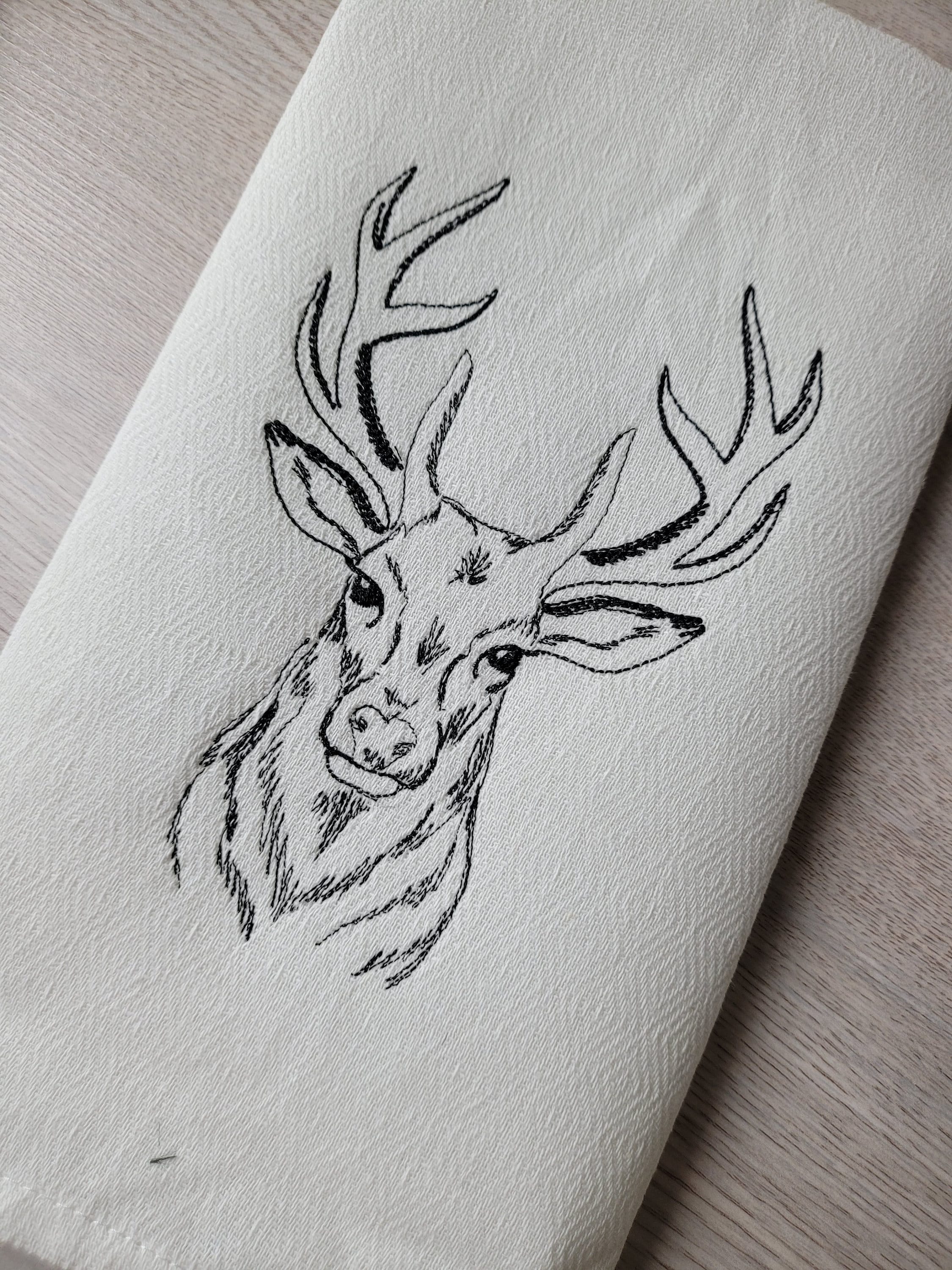 Buck deer head silhouette deer antlers line art drawing sketch light stitch machine embroidery designs assorted sizes for hoops x x
