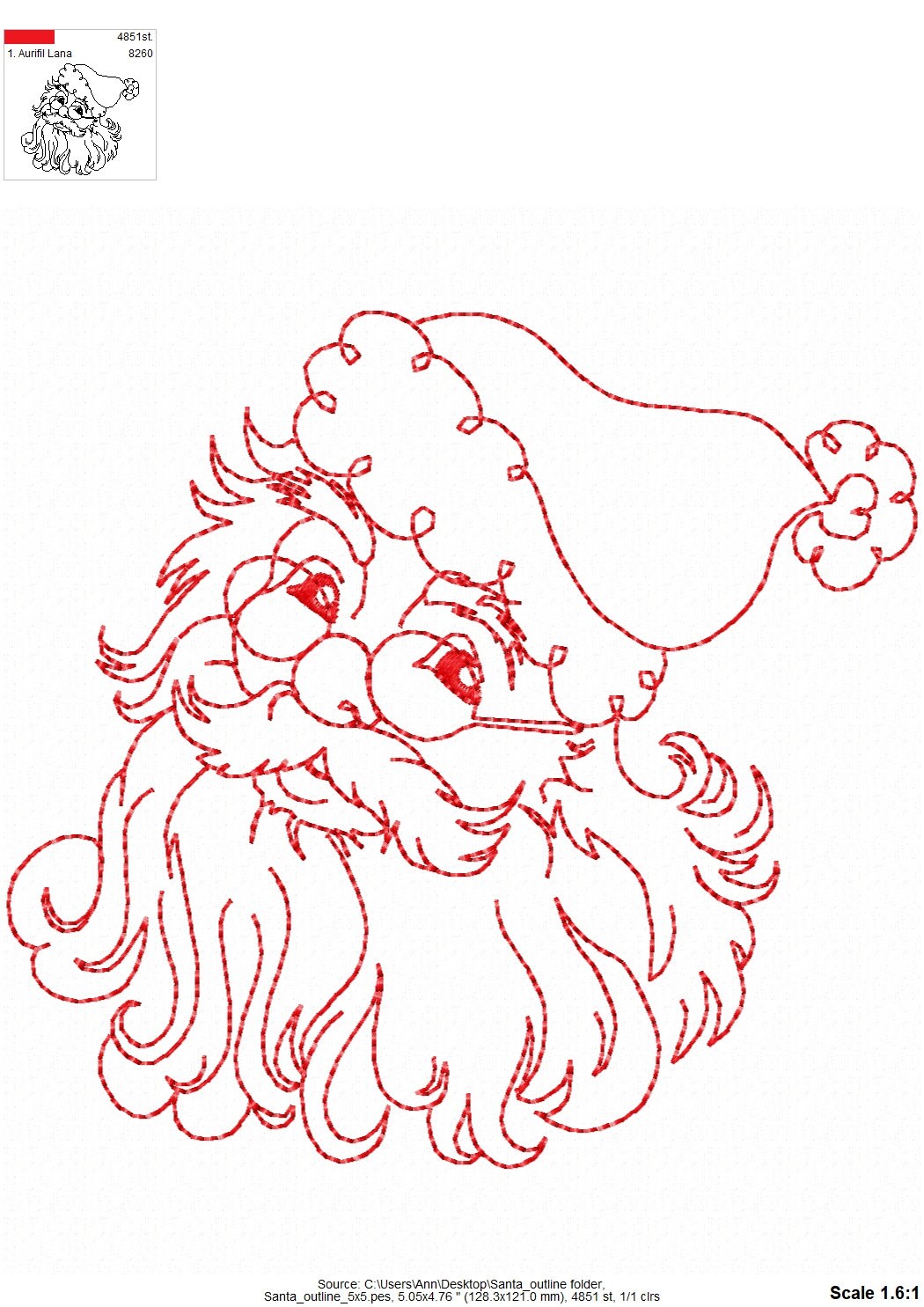 Quick light stitch santa claus outline machine embroidery design christmas santa head silhouette line art sketch design for hoop x x x