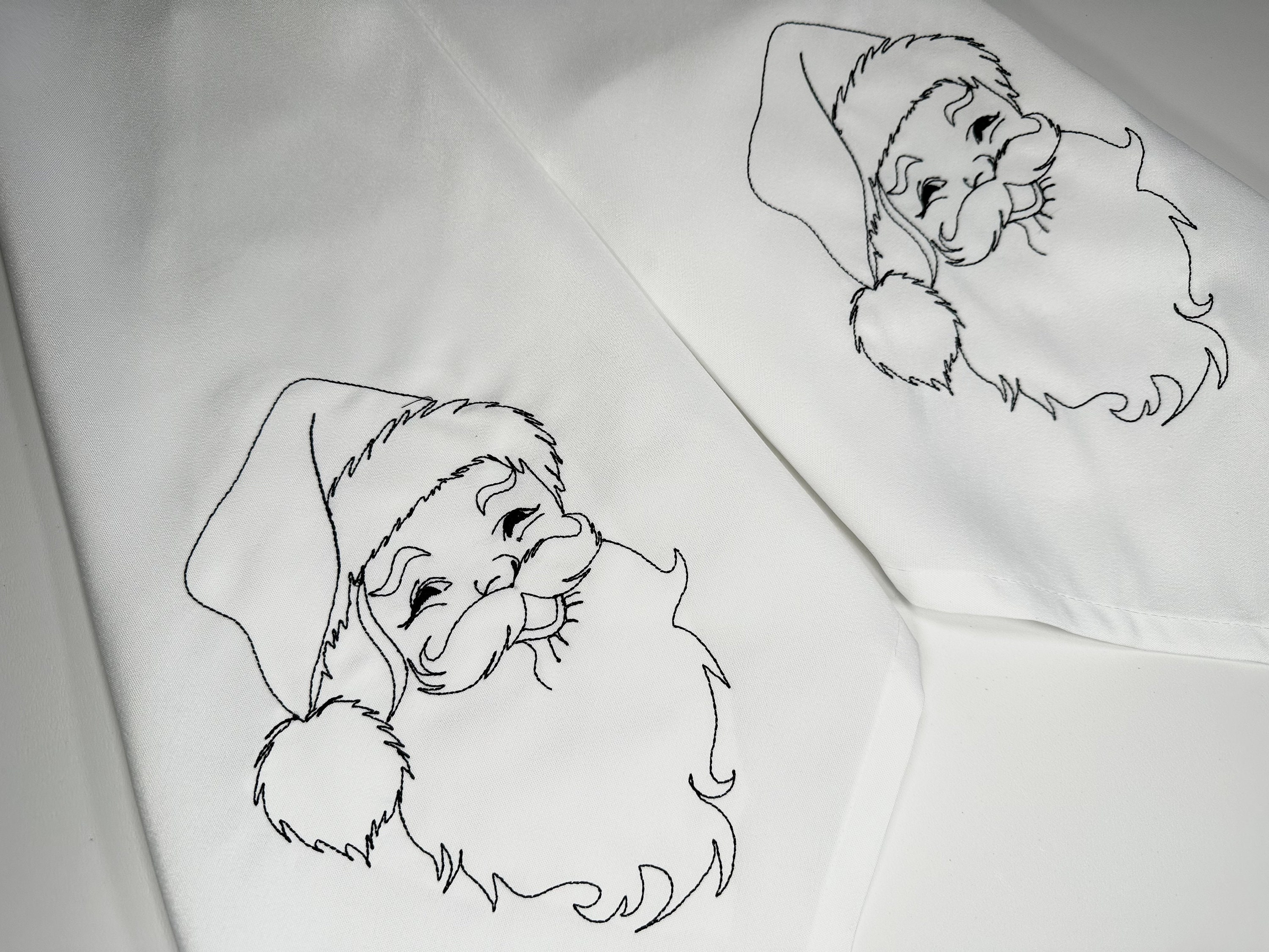 Quick light stitch santa claus outline machine embroidery design christmas santa head silhouette line sketch santa portrait hoop x x x
