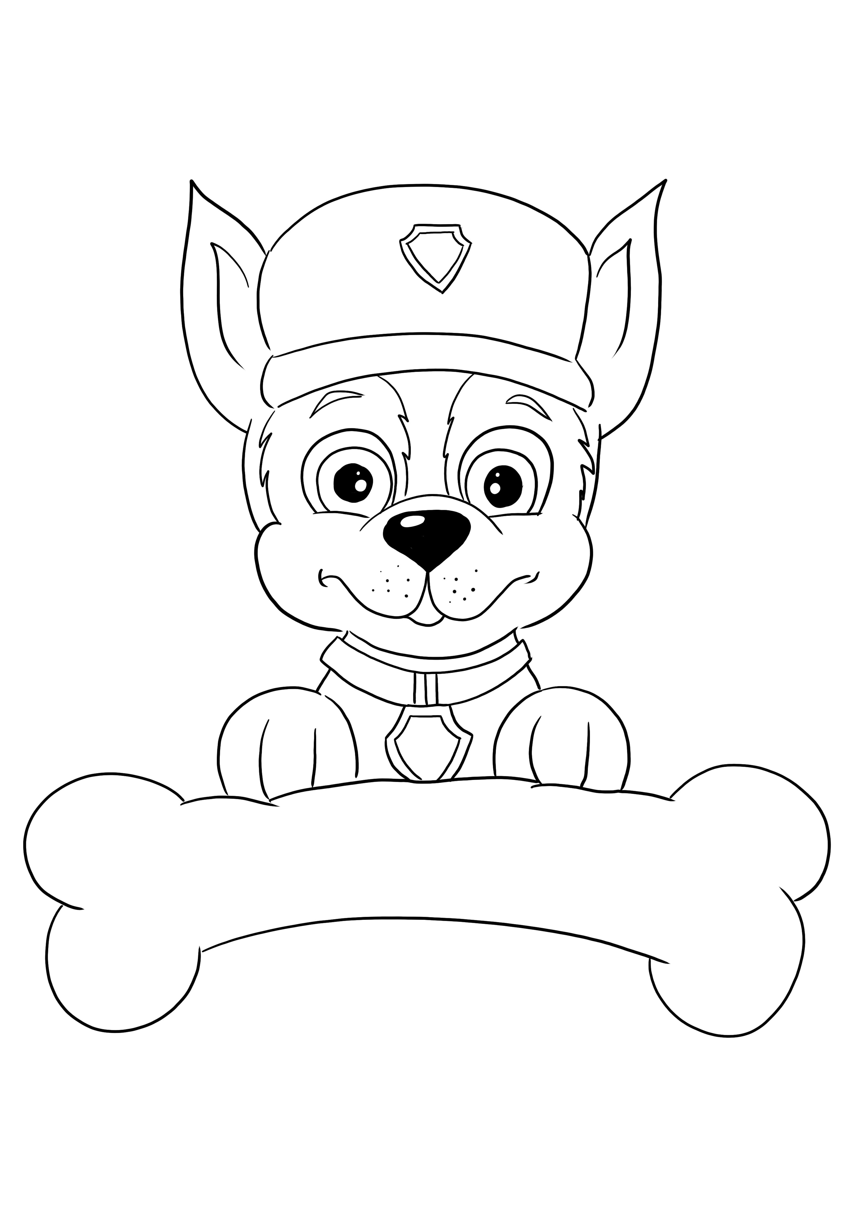 Chase from paw patrol coloring sheet for free downloading and easy coloring