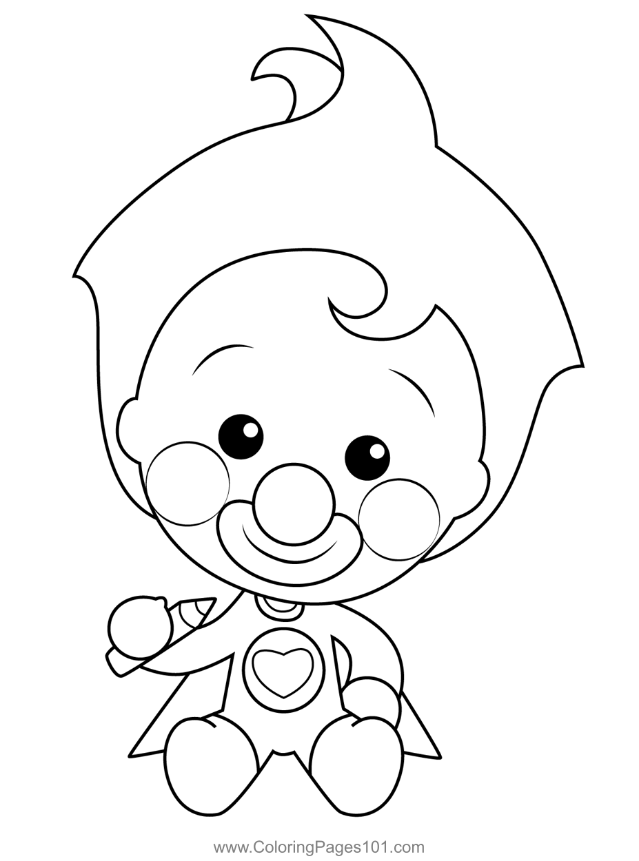 Plim plim holding a pencil plim plim coloring page for kids