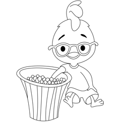 Eating chicken little coloring page for kids