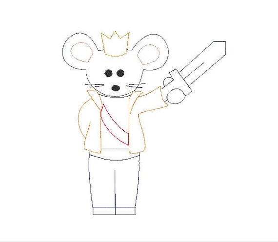 Mini mouse king vintage stitch quick stitch bean stitch embroidery design file in inch