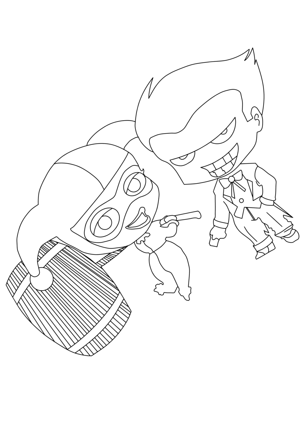 Free printable harley quinn friends coloring page for adults and kids