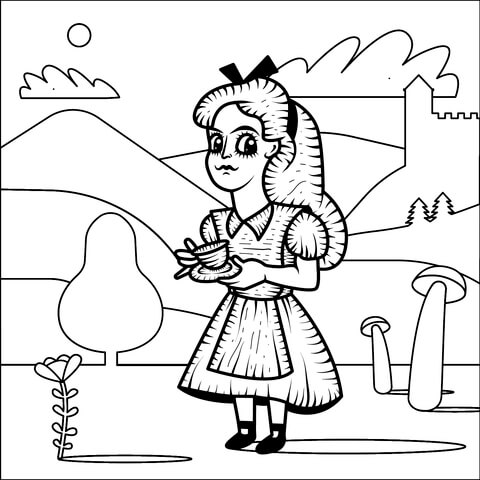Alice in wonderland coloring page free printable coloring pages