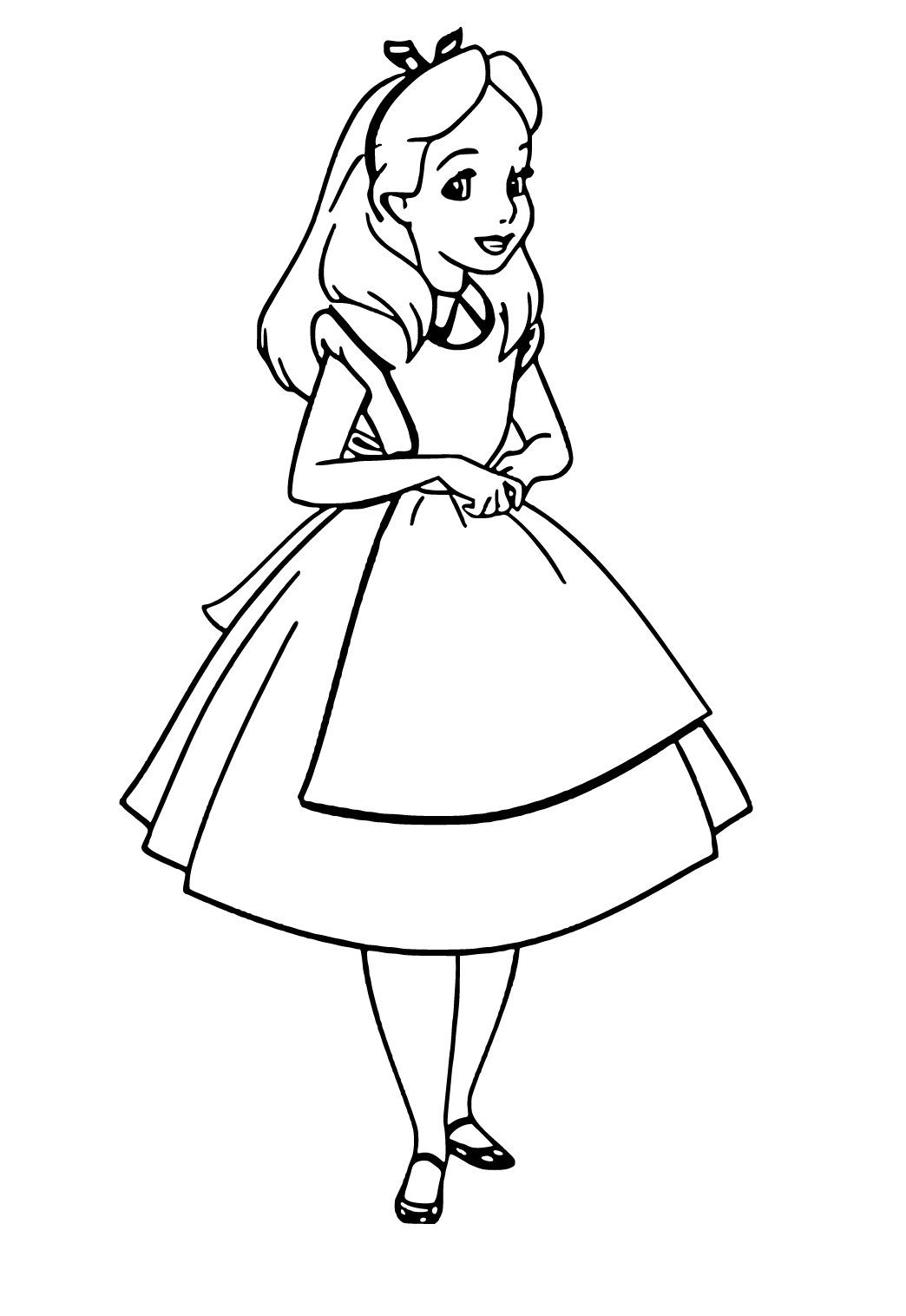 Free printable alice in wonderland easy coloring page sheet and picture for adults and kids girls and boys