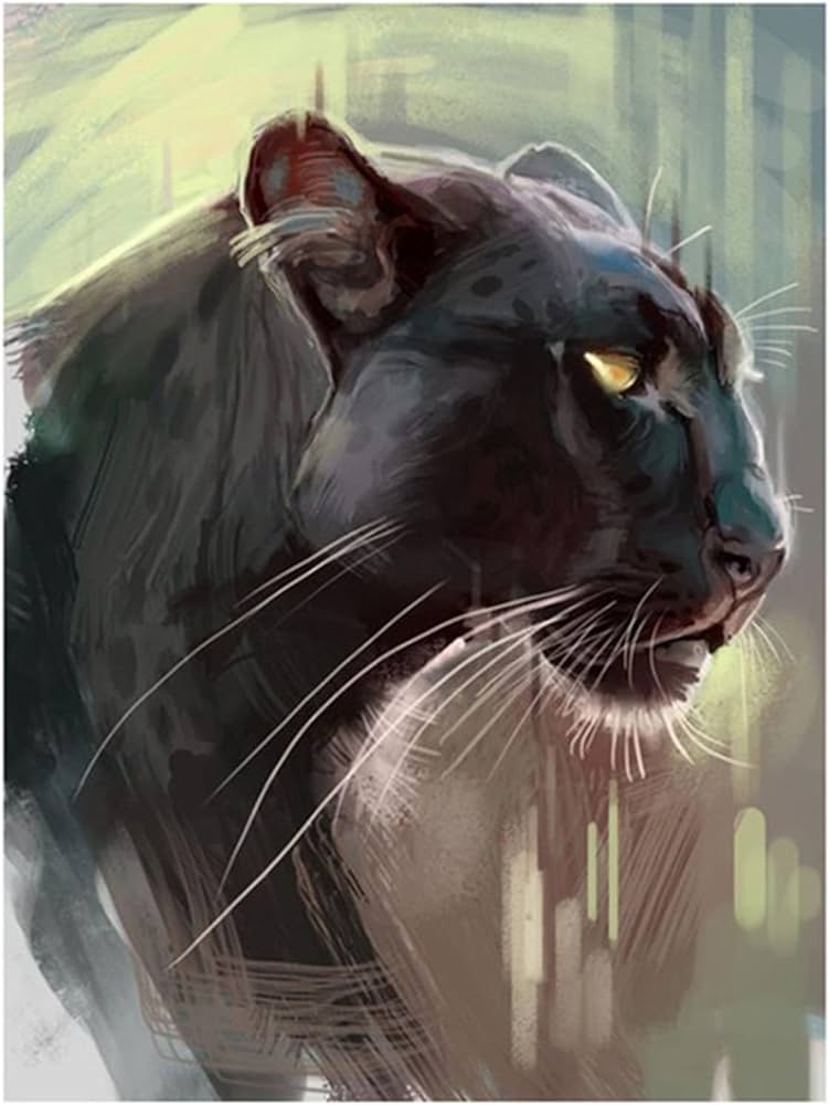 Diy d diamond painting kit full drill animal black panther xcmxinch diy by number diamond embroidery art cross stitch kits home officeroom derationgift home kitchen
