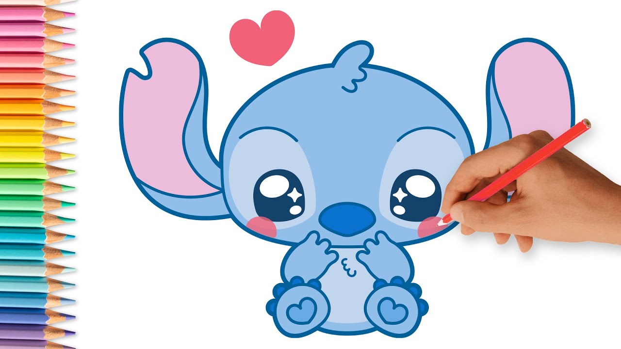 How to draw stitch kawaii step by step