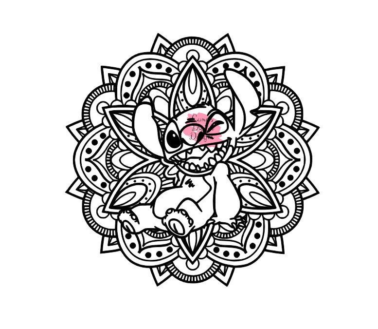 Stitch mandala zendala lilo and stitch coloring page decal svg digital file
