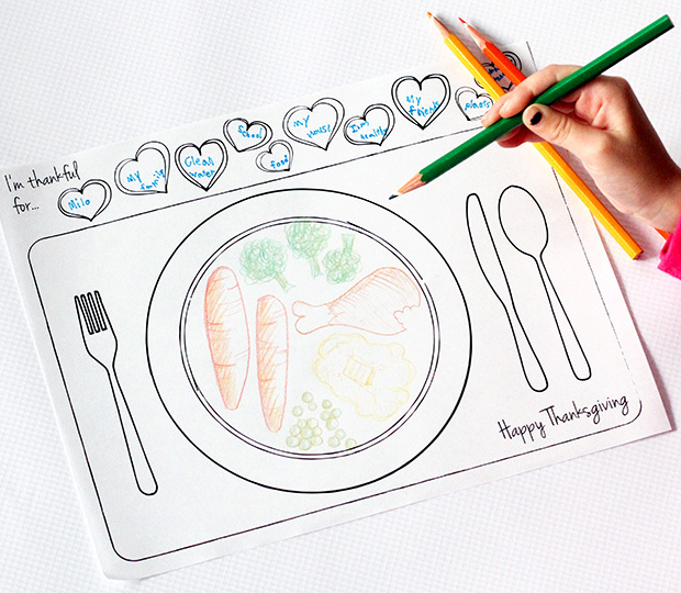 Thanksgiving printable place setting for kids