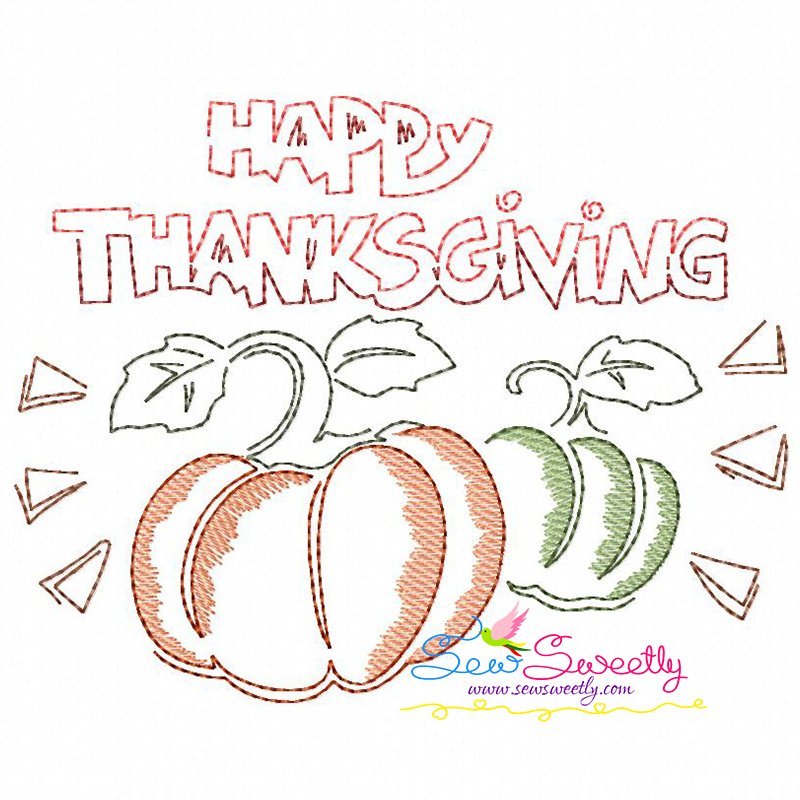 Happy thanksgiving pumpkins vintage stitch embroidery design pattern