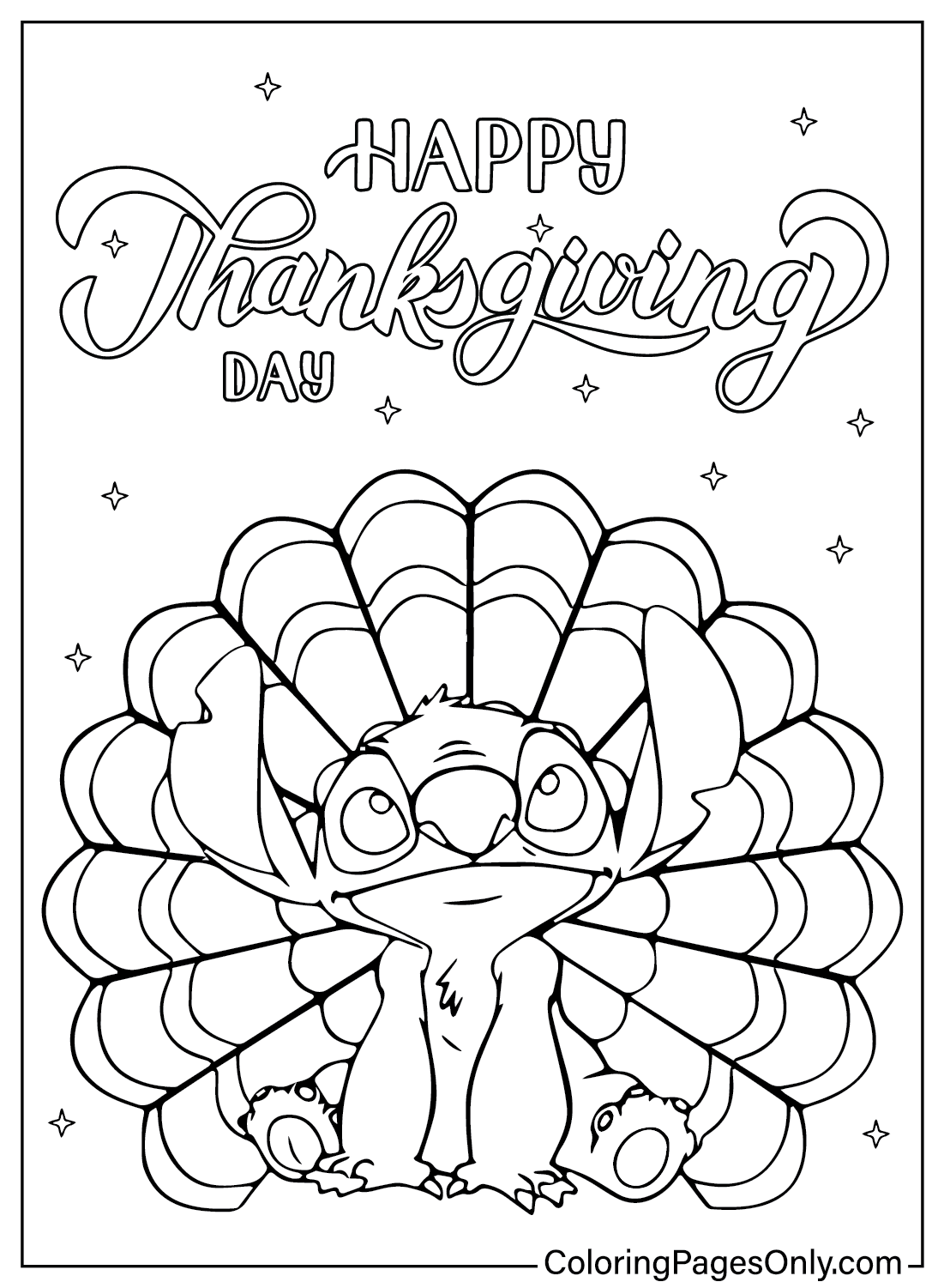 Disney stitch thanksgiving coloring page