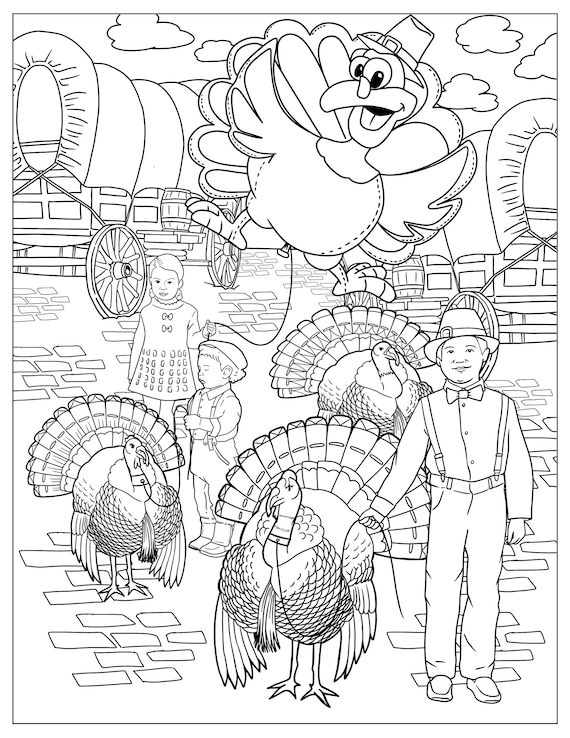 Thanksgiving parade coloring pages for adults printable coloring pages instant download jpeg