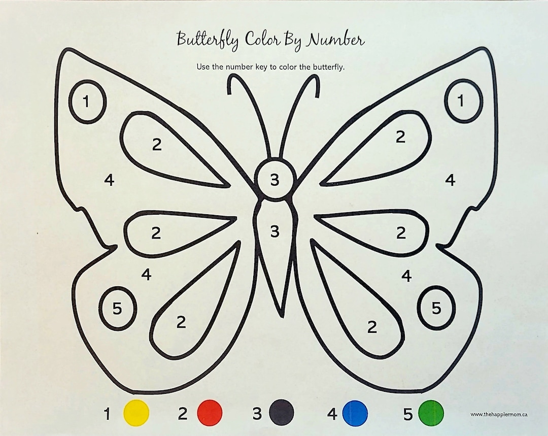 Butterfly color by number printable page for kids butterfly coloring sheet printable kids activities color by number coloring pages