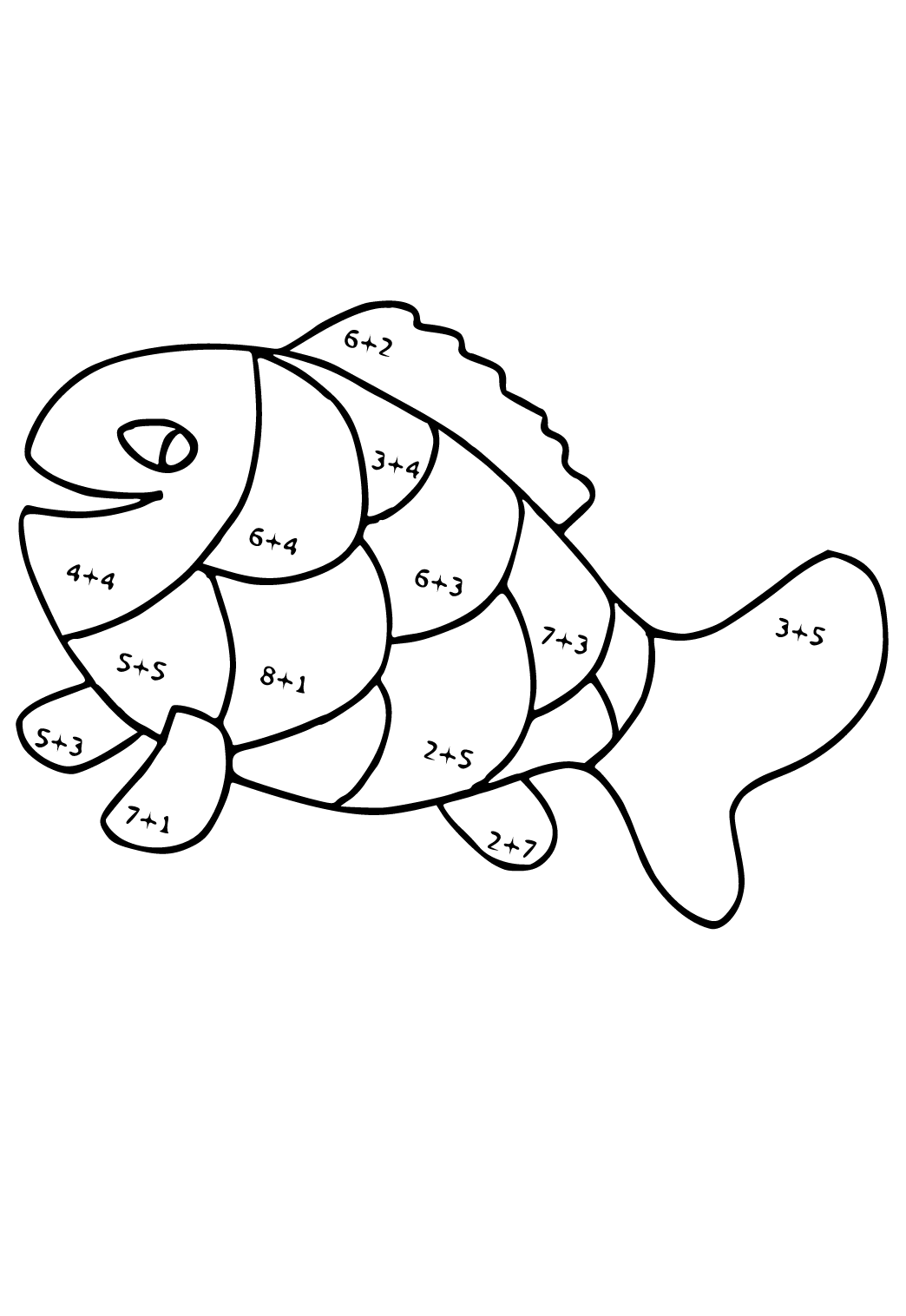 Free printable math fish coloring page for adults and kids