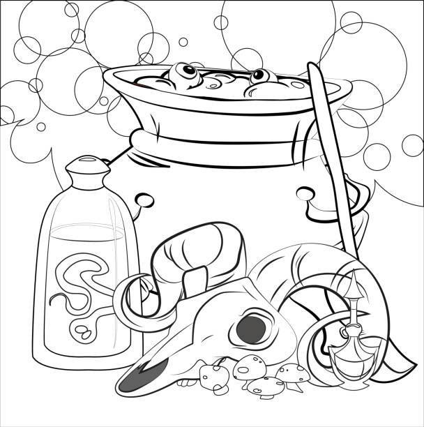 Trick or treat coloring page halloween coloring page for kids cartoon children in halloween costumes stock illustration
