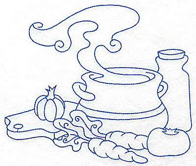 Embroidery design soup bowl with vegetables sizes