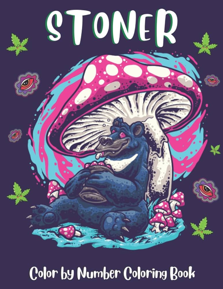 Stoner color by number coloring book trippy hippie mindful mosaic coloring book for adults stress relief and relaxation fun activity color by number pages publishing house blue sea books