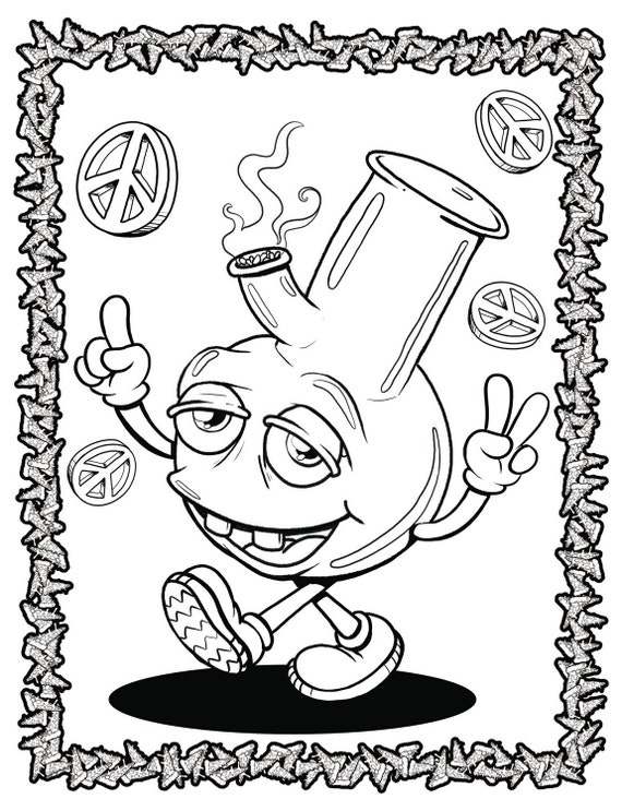 Stoner coloring book pages of trippy coloring fun