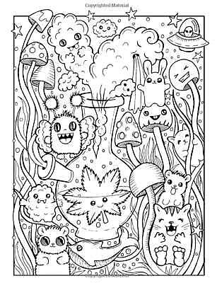 Psychedelic weird stoner adult colouring book mushroom hallucinogenic trippy dmt
