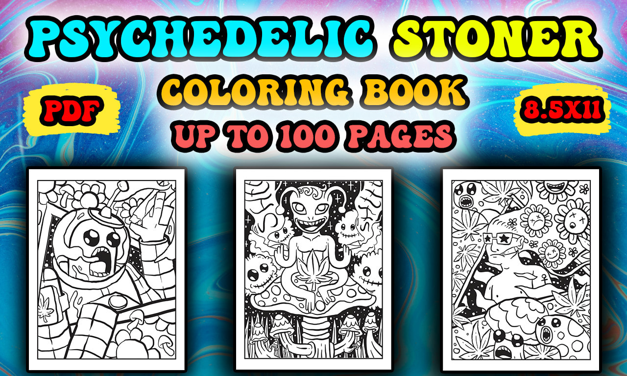 Design psychedelic stoner coloring page kdp or etsy by elhilalim