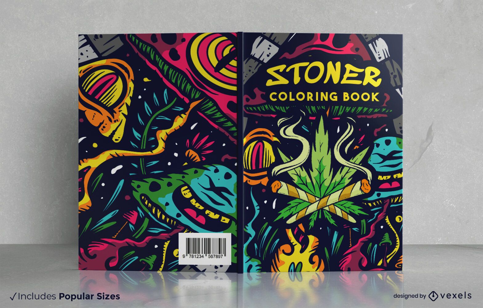 Stoner coloring book cover design vector download