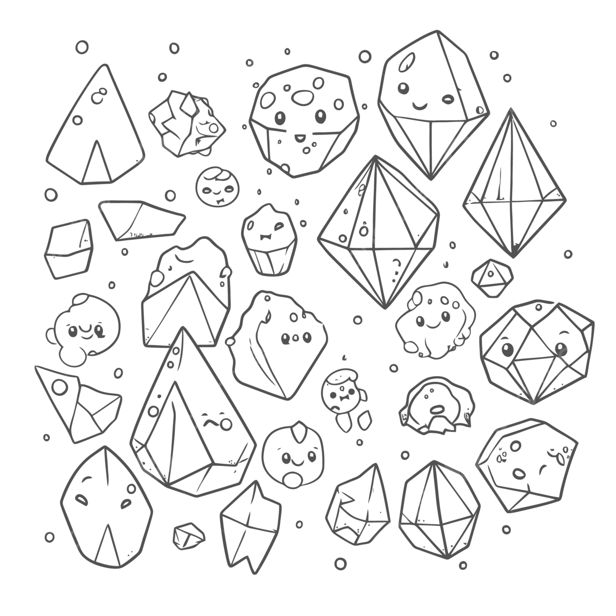 The stones coloring page with cute stones and stones arranged on top of each other outline sketch drawing vector crystals drawing crystals outline crystals sketch png and vector with transparent background for